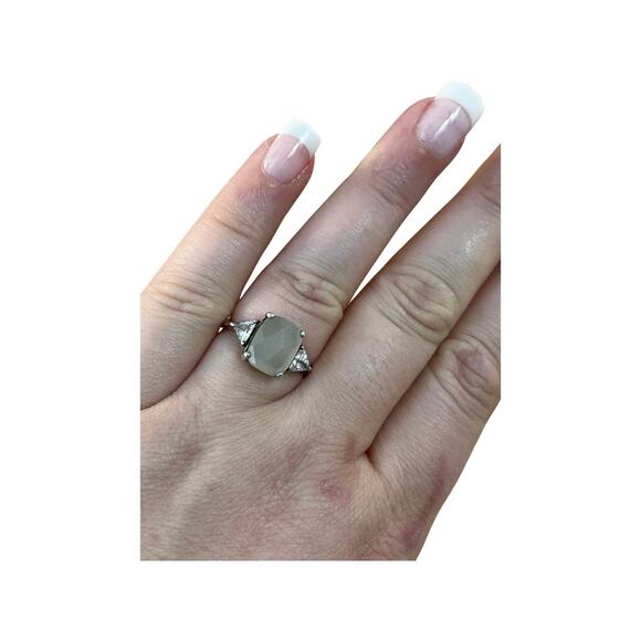 Vintage sterling silver and clear quartz cocktail ring size 7 - Picture 9 of 10